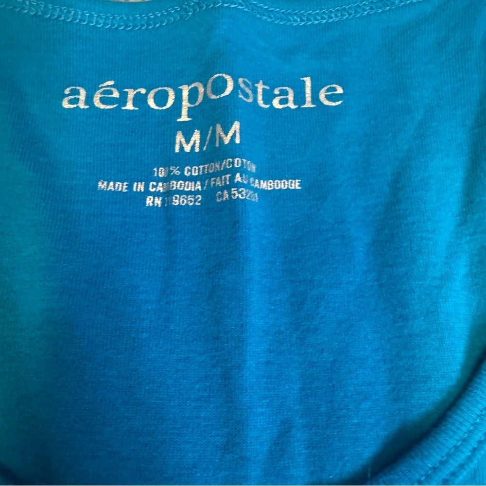 Aeropostale Blue Tank Top Size Medium Aero NYC Graphic Stretchy Vintage NWOT - Picture 4 of 8